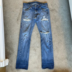 Levi's Distressed Blue Straight Jeans